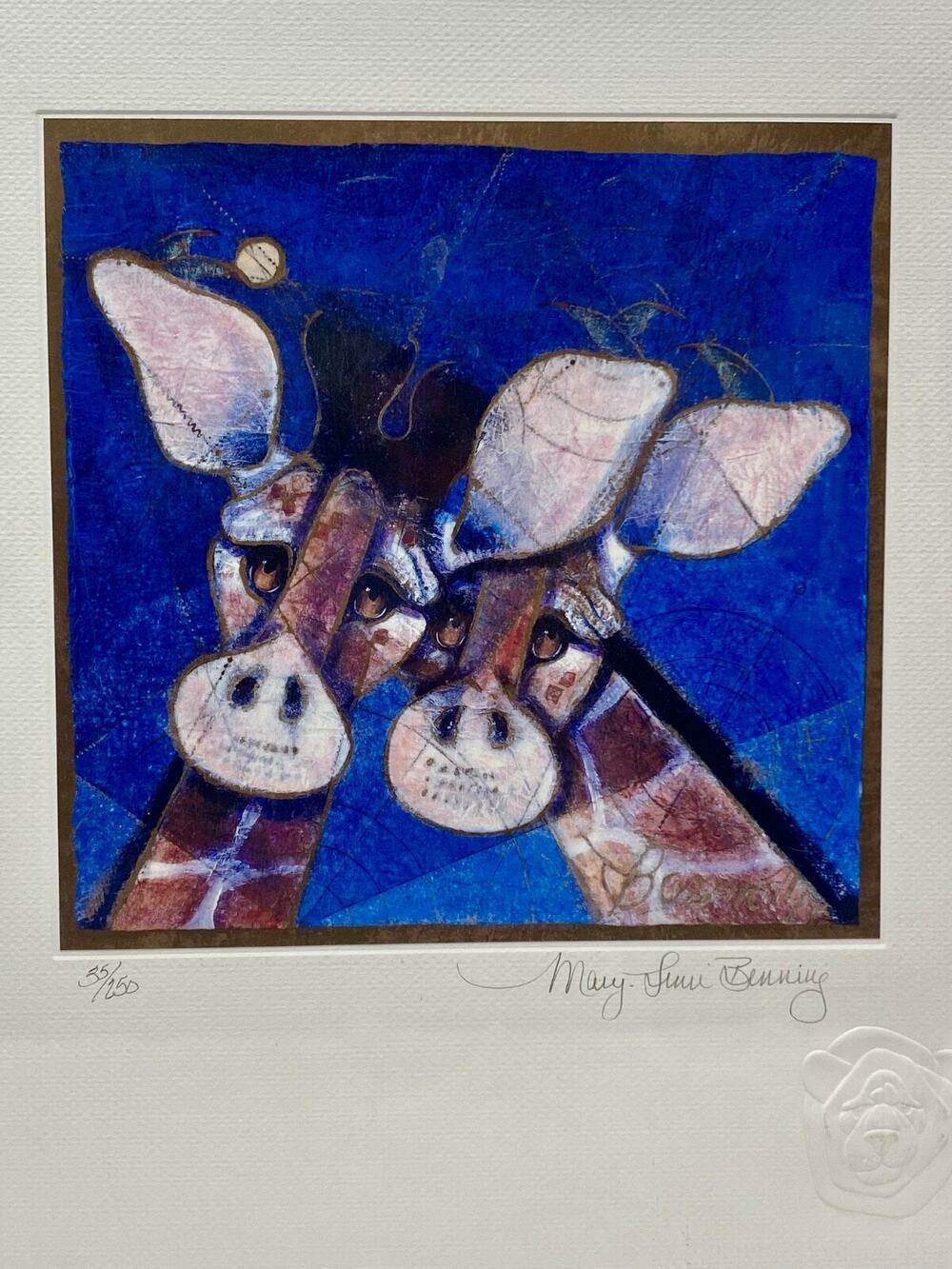 Calico Giraffe Numbered Picture Print & Signed By Artist Mary Linn Benning